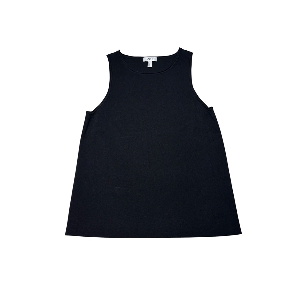 COS Black Knit A-Line Tank Top Sleeveless Viscose Blend Minimalist Womens Size L